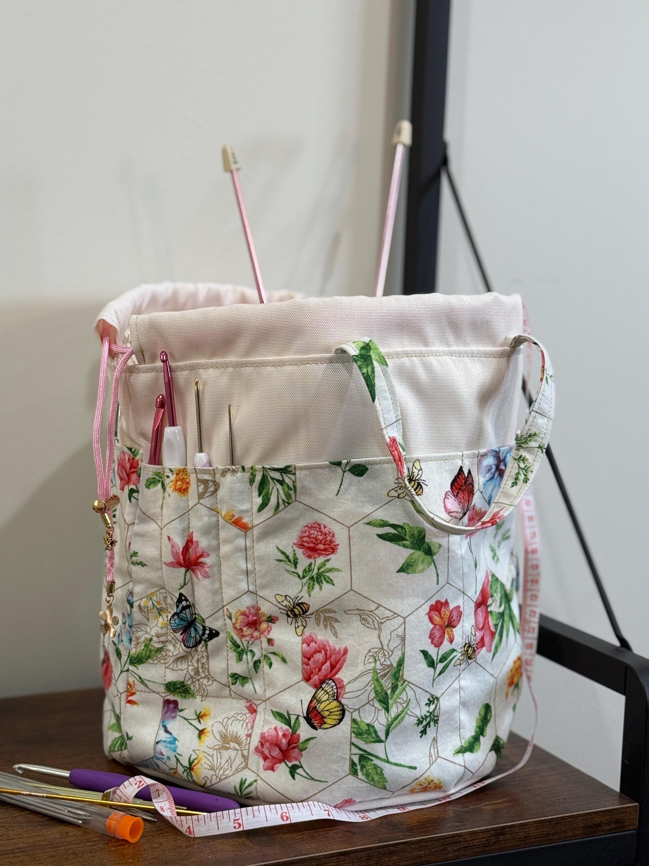 Large Butterflies and Bees Floral Bucket Drawstring Tote Bag - Etsy