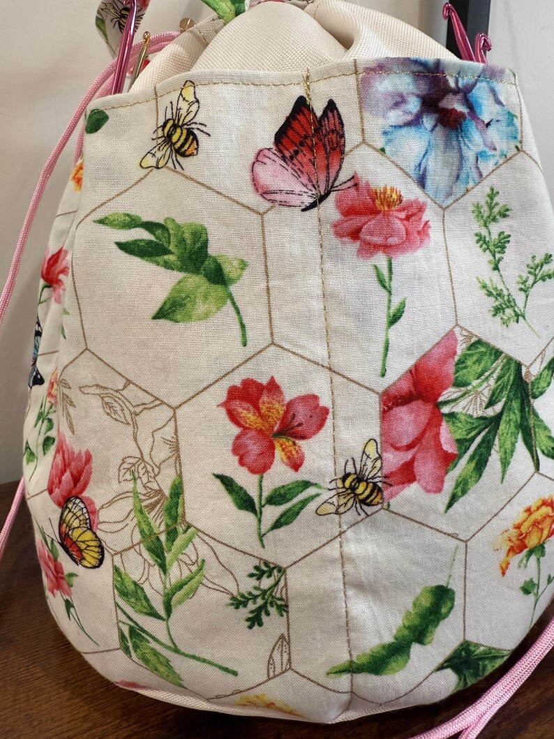 Large Butterflies and Bees Floral Bucket Drawstring Tote Bag - Etsy