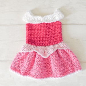 English PDF Crochet Pattern Sleeping Beauty Princess Aurora Dress Set 3 Sizes Newborn-6 Months Instant Download Outfit Halloween Baby Photo image 3