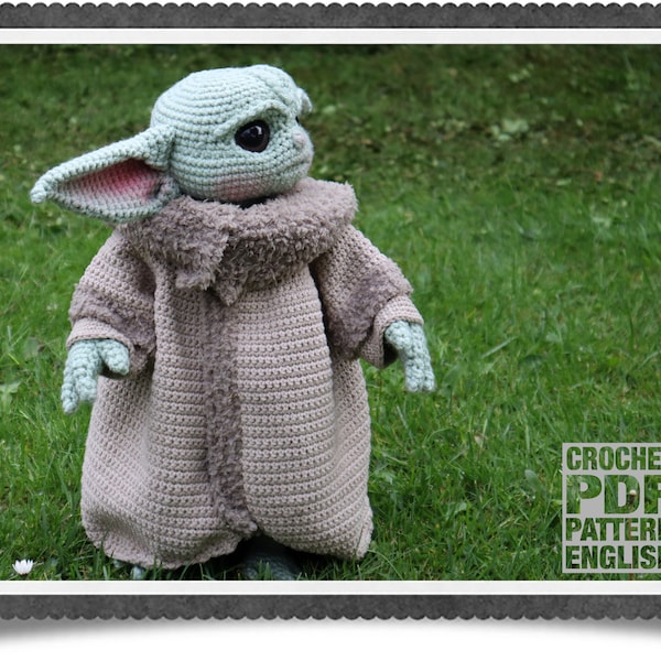 PDF Crochet Pattern Poseable Life Sized The Little Master with Jacket  Instant Download Top Down Seamless Coat Green Baby Alien