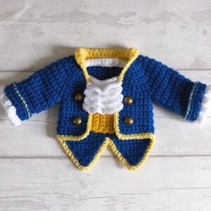 English PDF Crochet Pattern Beauty and the Beast Set 3 Sizes Newborn-6 Months Instant Download Costume Outfit Halloween Baby Pants Jacket image 8