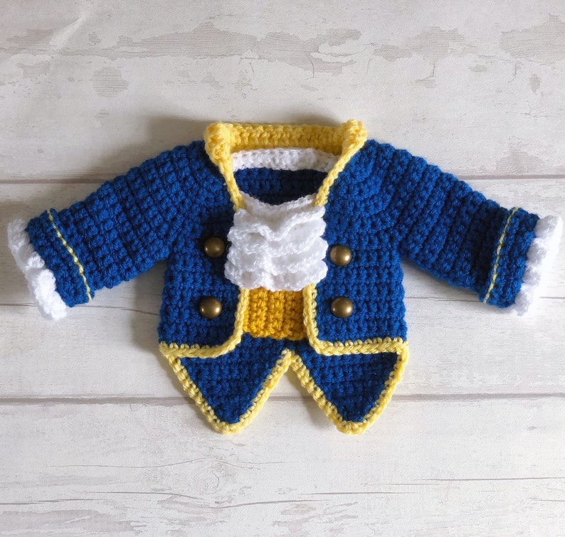 English PDF Crochet Pattern Beauty and the Beast Set 3 Sizes Newborn-6 Months Instant Download Costume Outfit Halloween Baby Pants Jacket image 8