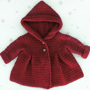 English PDF Crochet Pattern Hooded Pixie Jacket 4 Sizes 6 Months 5 Years Instant Download Top Down Seamless Coat Little Red Riding Hood image 6