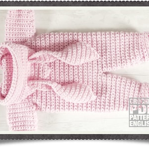 English PDF Crochet Pattern Chloe Bunny Hooded Suit 3 Sizes 0-3 Months 18 Months Instant Download Top Down Seamless Coat Jacket Onesie image 1