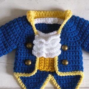 English PDF Crochet Pattern Beauty and the Beast Set 3 Sizes Newborn-6 Months Instant Download Costume Outfit Halloween Baby Pants Jacket image 4