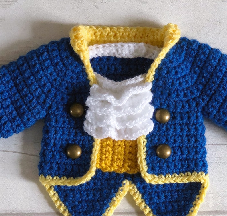 English PDF Crochet Pattern Beauty and the Beast Set 3 Sizes Newborn-6 Months Instant Download Costume Outfit Halloween Baby Pants Jacket image 4