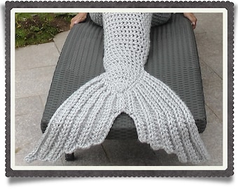 English PDF Crochet Pattern Madison Mermaid Tail Blanket Cocoon 3 Sizes Child Teen Adult Instant Download