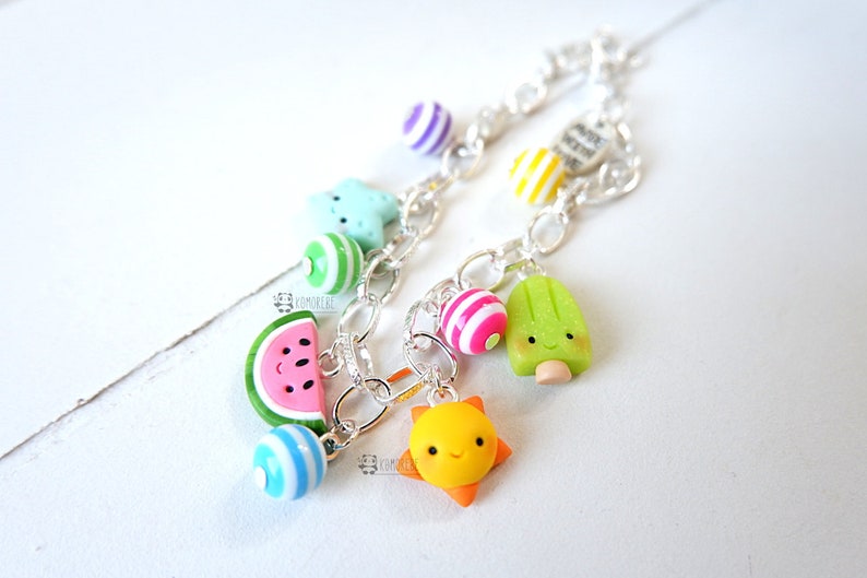 summer kawaii popsicle Summer bracelet sun seastar watermelon Summer bracelet fimo