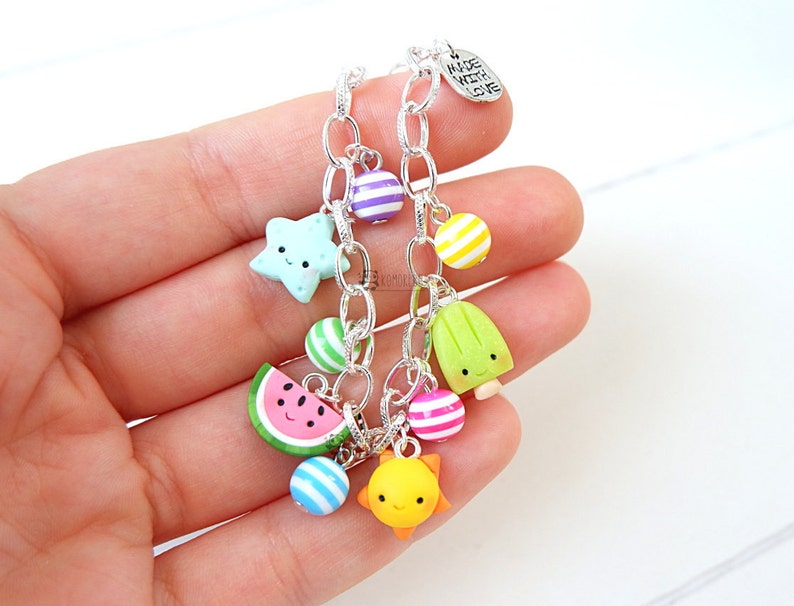 summer kawaii popsicle Summer bracelet sun seastar watermelon Summer bracelet fimo