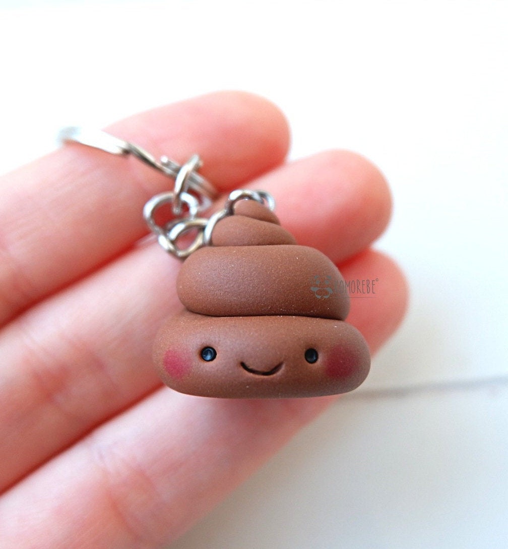 Keychain-made of Poop for Good Luck Lucky Happy Poop Key Ring Unique  Unusual Eccentric Good Energy Funny Fun Gift for Happiness Shit Happens 