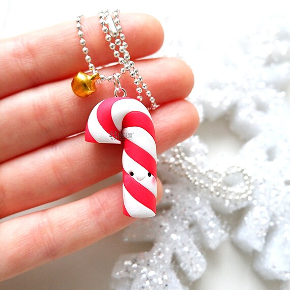Red Car and Candy Cane Beaded Christmas Necklace