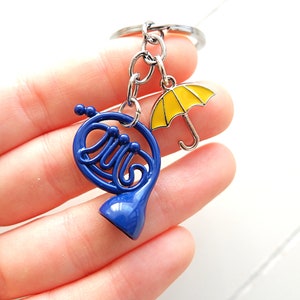 Blue French Horn Necklace or Keychain Yellow Umbrella HIMYM