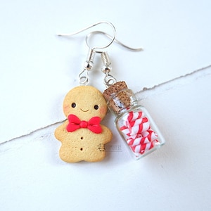 Biscuit man, Gingerbread man, marshmallow flask, jar, earrings, earrings