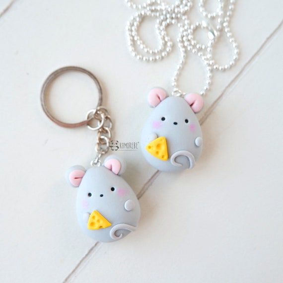 Mouse Key Ring or Necklace in Synthetic Polymer Clay fimo Etsy