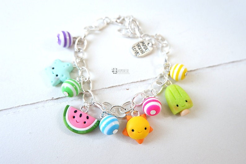 summer kawaii popsicle Summer bracelet sun seastar watermelon Summer bracelet fimo