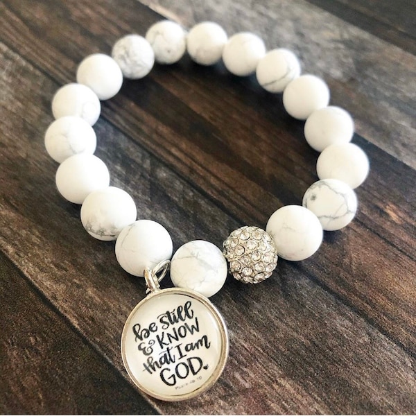 Be Still and Know Marble Stone Bead Bracelet