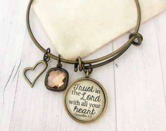 Trust in the Lord with all your heart Proverbs 3:5 Bronze Bangle