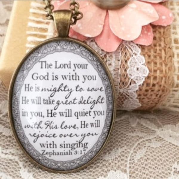 Zephaniah 3:17 Pendant Necklace