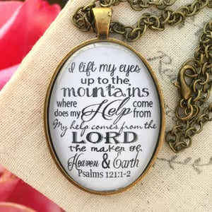 Psalm 121:1-2 Bible Verse Pendant Necklace