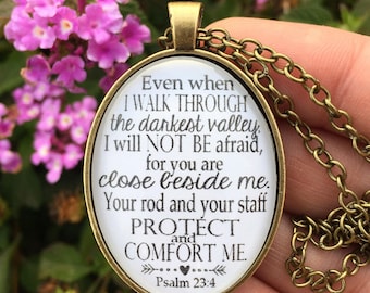 Psalm 23:4 Bible Verse Pendant Necklace