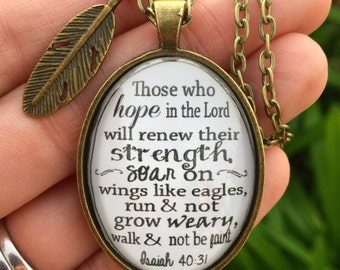 Isaiah 40:31 Bible Verse Pendant Necklace