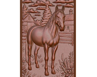 Farm Horse Barn Scene 3D Model STL, CNC Router, Laser Engraving (Digital Download)