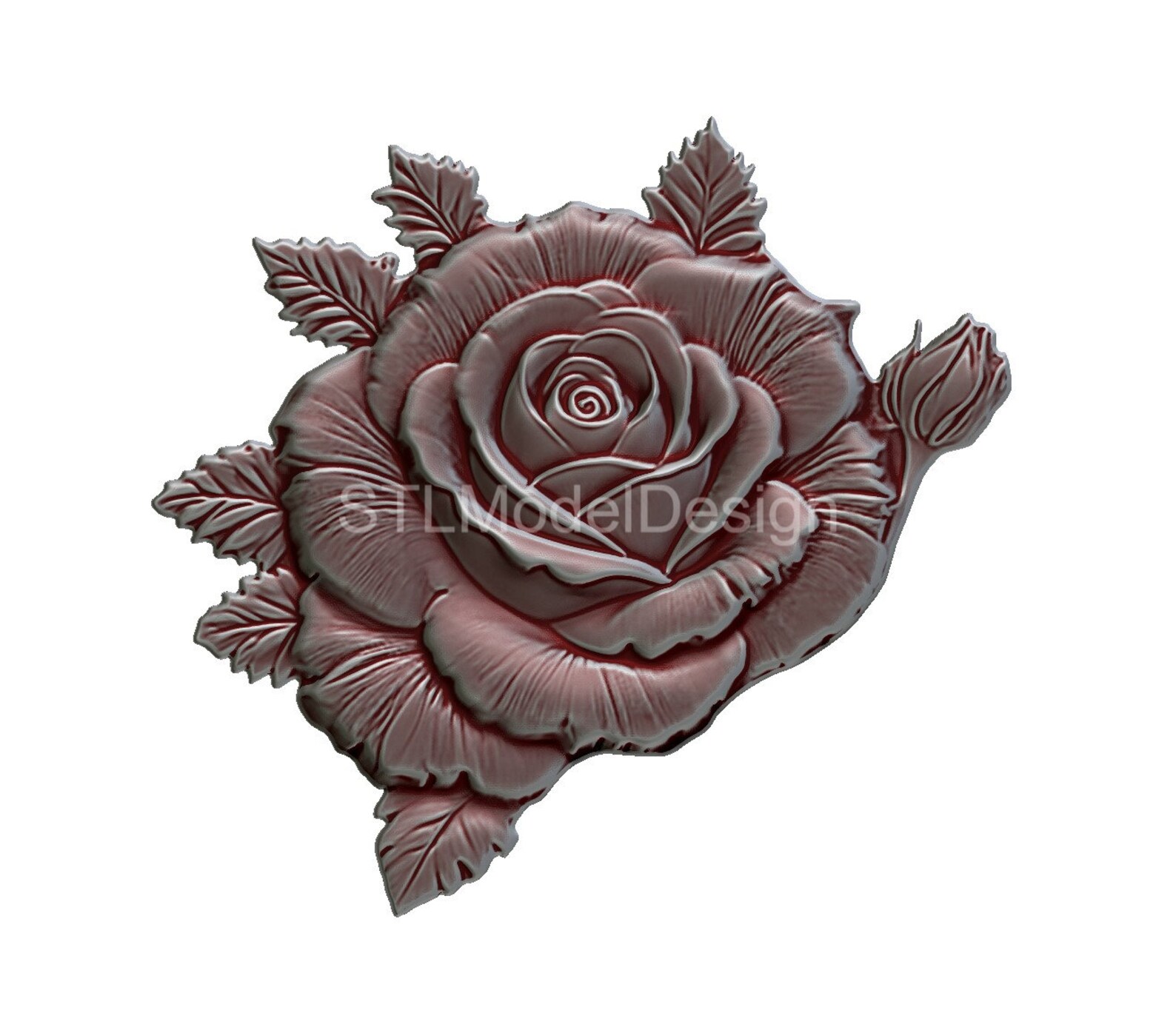 Rose Patter Router Inlay Rose Relief 3D Model STL File: CNC Router, Laser, 3D Printing (digital ...