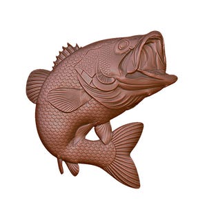 Dynamic Bass Fish 3D Model STL File for CNC Router, Laser Engraving & 3D Printing - Instant Digital Download