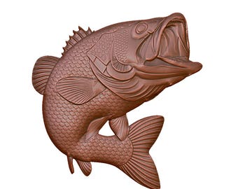 Model 3D ryby basowej w pliku STL: frezarka CNC, grawerowanie laserowe, druk 3D (pobranie cyfrowe)