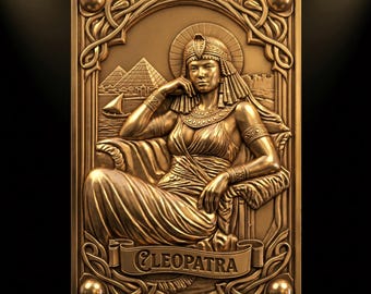 Cleopatra Relief STL - Egyptian Queen 3D Model - Ancient Egypt Wall Art - CNC Carving