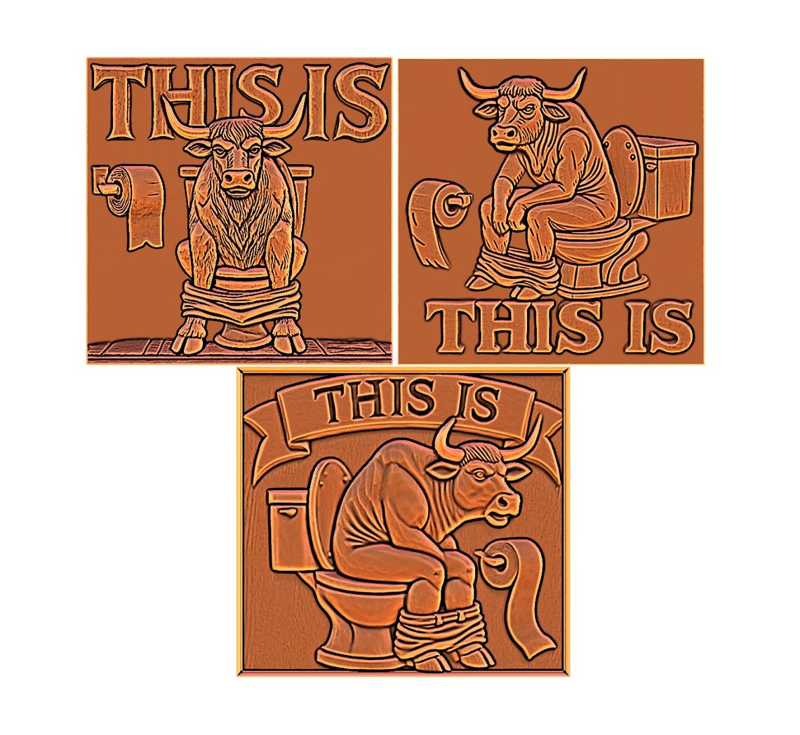 Funny Router Signs Funny Bull Toilet Sign 3D Models, CNC Router Laser Engraving Files ...