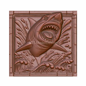 Shark Attack Decorative 3D Model STL File for CNC Router, Laser Engraving & 3D Printing - Instant Digital Download