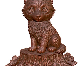 Fox on Stump 3D STL-model: CNC-router, laser, 3D-printen (digitale download)