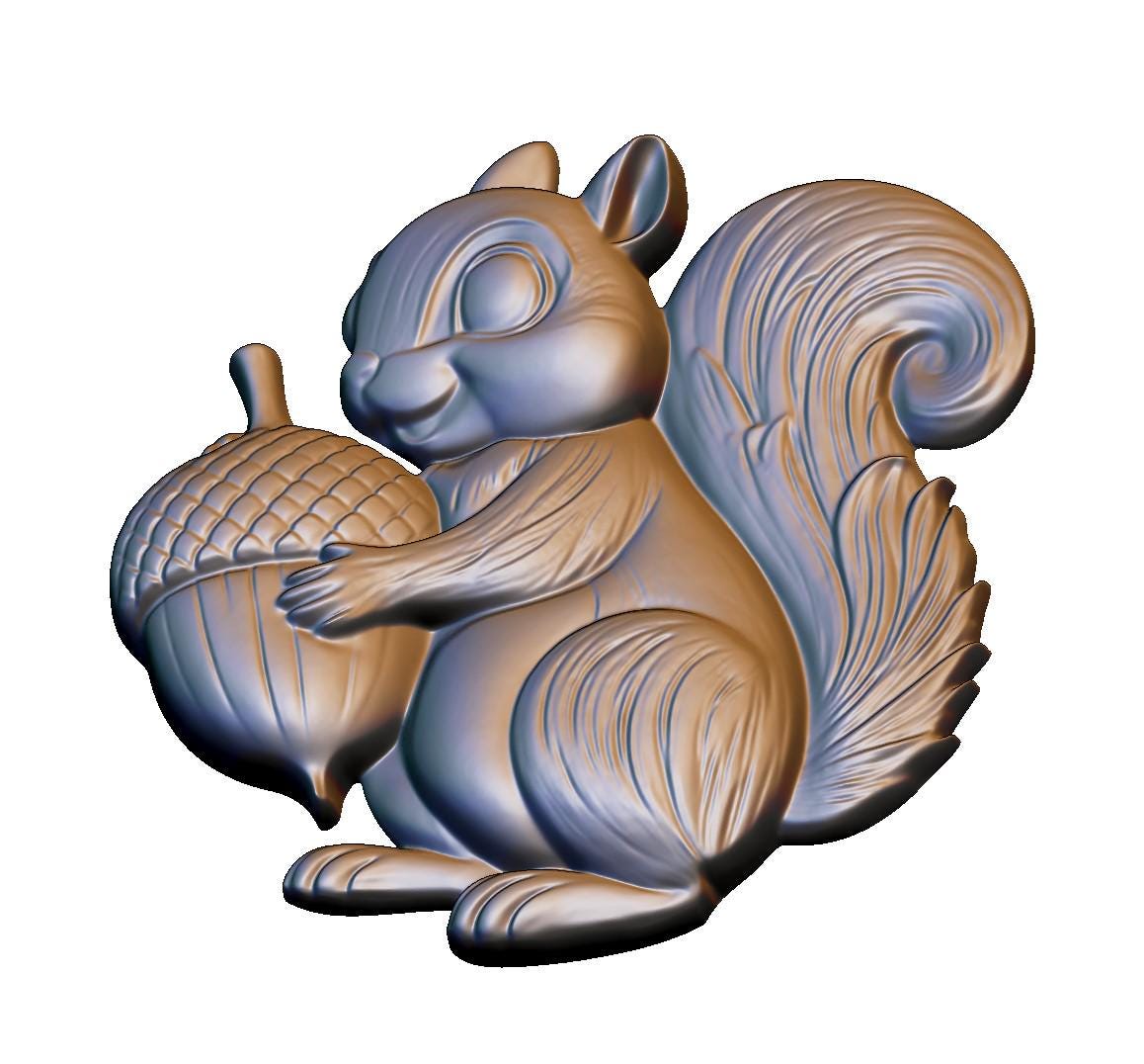 Squirrel With Acorn 3D Model STL File: CNC Router, Laser, 3D Printing ...