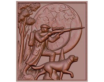 Hunter and Dog 3D Model STL File: CNC Router, Laser, 3D Printing (Digital Download)