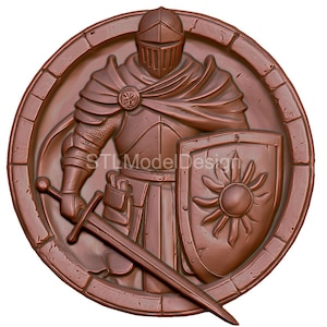 Valiant Knight Armor Relief 3D Model STL File for CNC Router, Laser Engraving & 3D Printing - Instant Digital Download