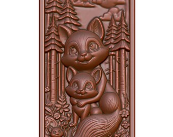 Woodland Fox Family 3D-model STL-bestand: CNC-router, laser, 3D-printen (digitale download)