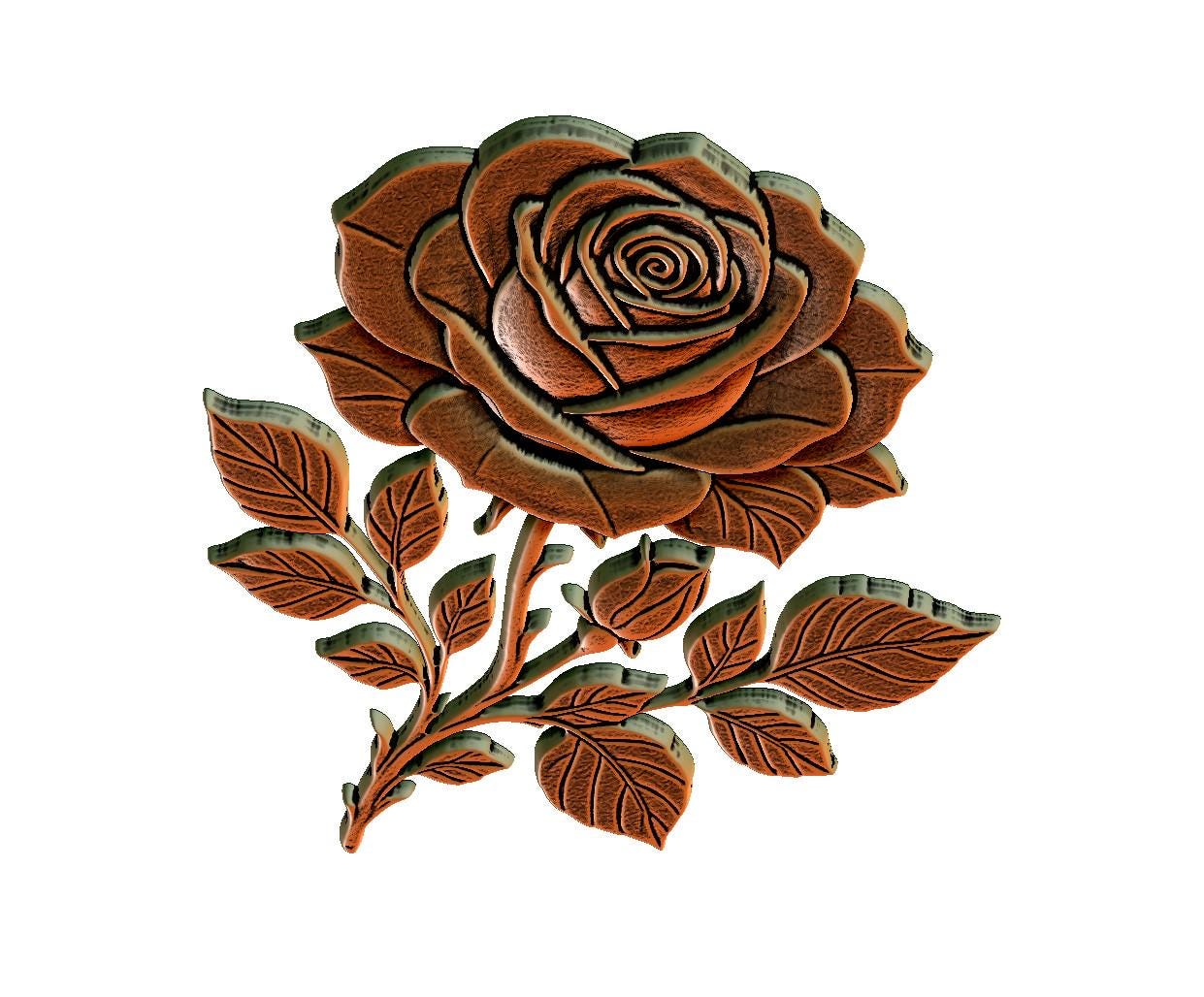Single rose 3D STL Model for CNC Router, Laser engraving & 3d printing ...
