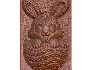 Bunny Nest Relief STL – Big Eyes Rabbit Carving File (Digital Download)