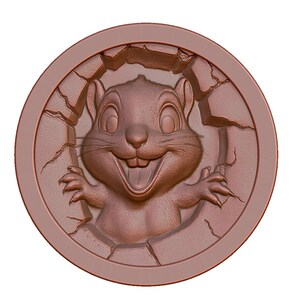 Cute Cartoon Squirrel 3D STL Model – Cracked Wall Relief for CNC, Laser Engraving & 3D Printing – Instant Digital Download
