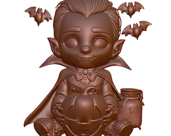 Chibi Vampire 3D Model STL: Halloween CNC, Laser, 3D Printing (Digital Download)