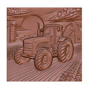 Cena de trator agrícola, modelo 3D, arquivo STL para roteador CNC, gravação a laser e impressão 3D - Download digital instantâneo