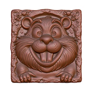 Cheerful Beaver Decorative 3D Model STL File for CNC Router, Laser Engraving & 3D Printing - Instant Digital Download
