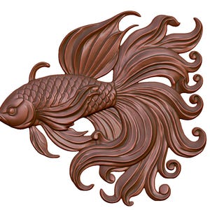 Elegante modelo STL 3D de pez koi para fresado CNC, grabado láser e impresión 3D: descarga digital instantánea