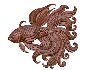 Elegant Koi Fish 3D STL Model: CNC Router, Laser, 3D Printing (Digital Download)