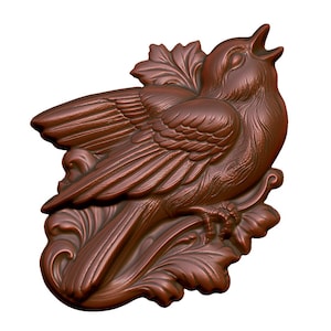 Realistic Songbird Decorative 3D Model STL File for CNC Router, Laser Engraving & 3D Printing - Nature Wall Art - Instant Digital Download