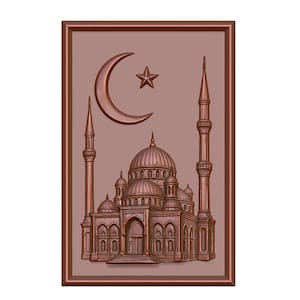 Modelo 3D STL de relevo da Mesquita Crescente para roteador CNC, gravação a laser e impressão 3D – Download instantâneo de arte de parede islâmica