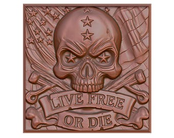 Live Free or Die Skull 3D Model: CNC Router, Laser, 3D Printing (Digital Download)