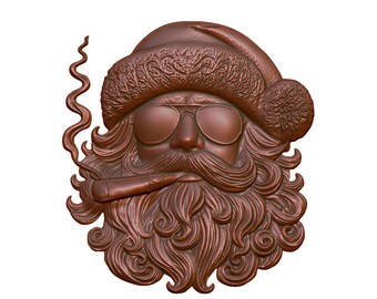 Cool Santa with Cigar 3D Model STL File (Digital Download)