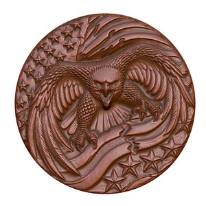 Majestic Eagle with American Flag 3D Model STL File for CNC Router, Laser Engraving, and 3D Printing - Instant Digital Download